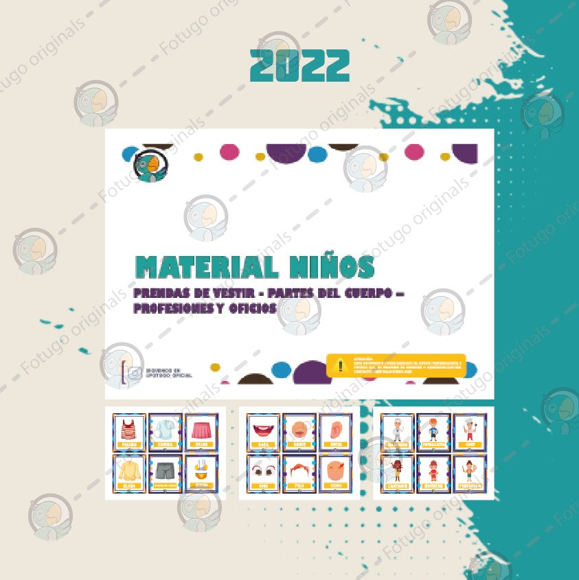Set de láminas - PRENDAS DE VESTIR - PARTES DEL CUERPO - PROFESIONES Y OFICIOS - PDF