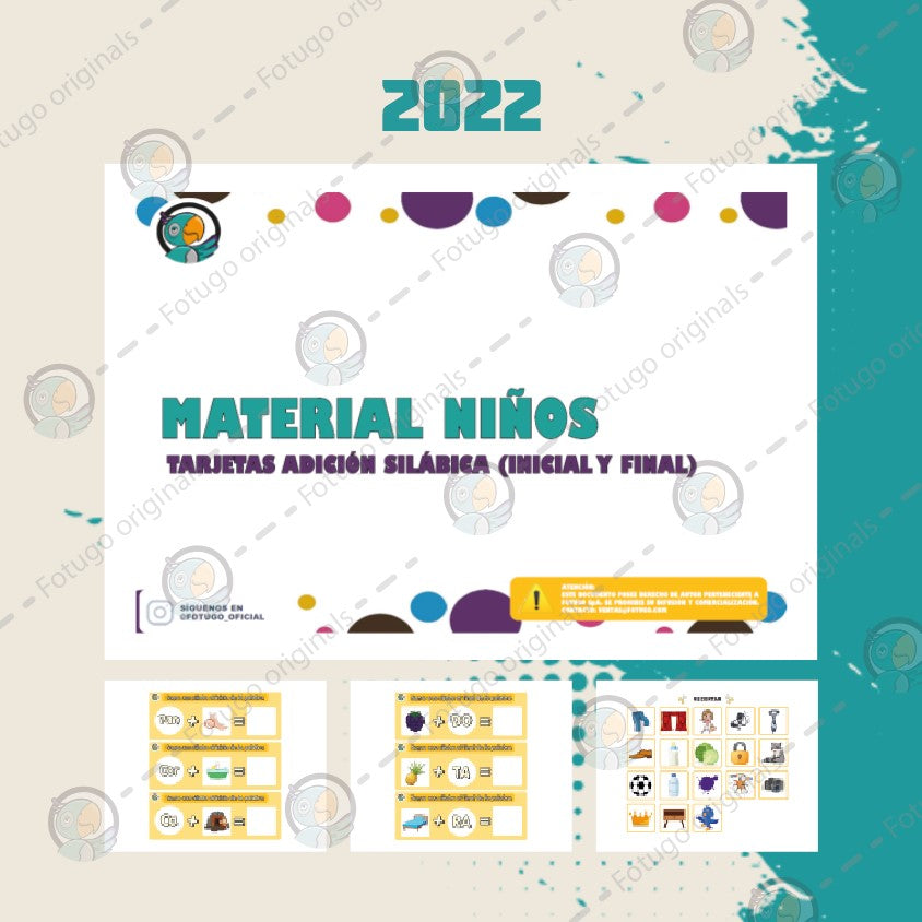Tarjetas de adición silábica (inicial y final) - PDF