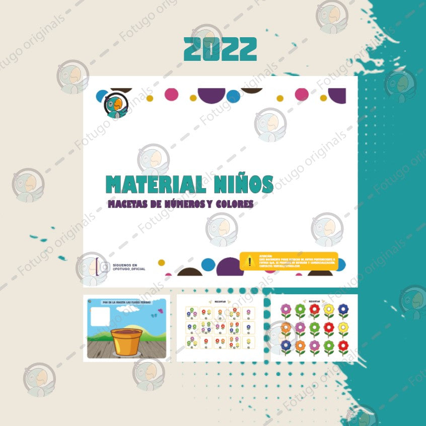 Macetas de números y colores - PDF
