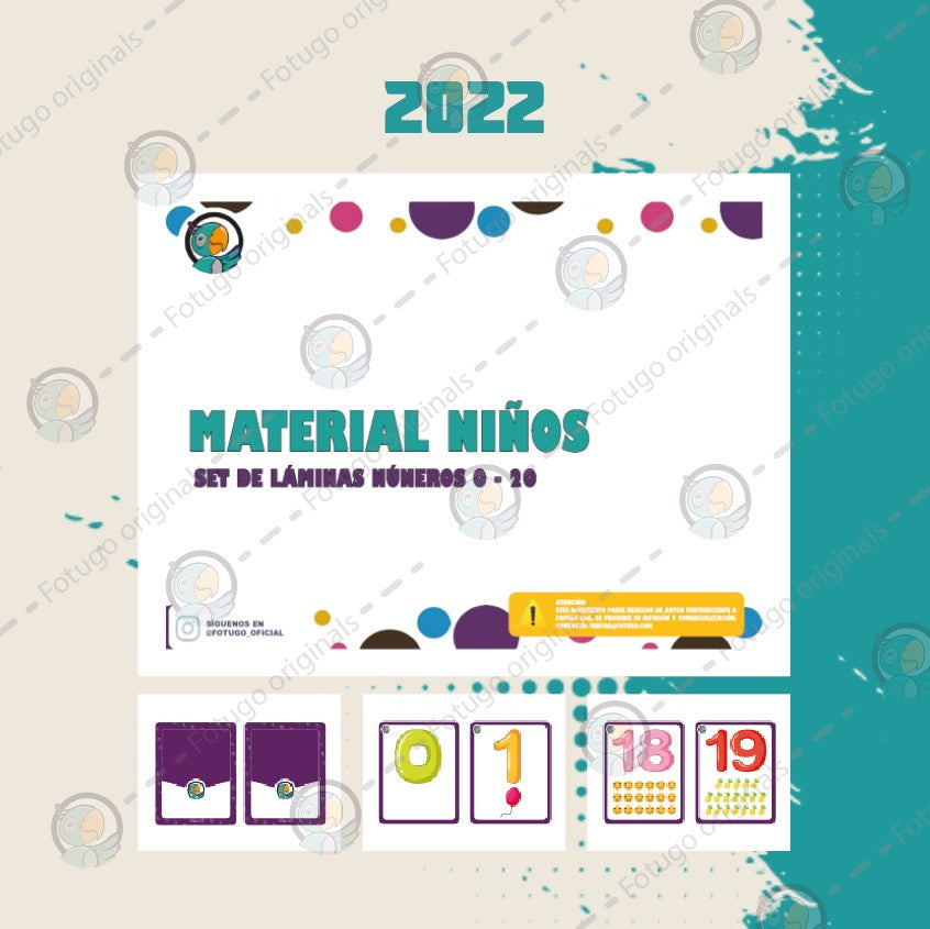 Set de tarjetas números del 0 al 20 - PDF