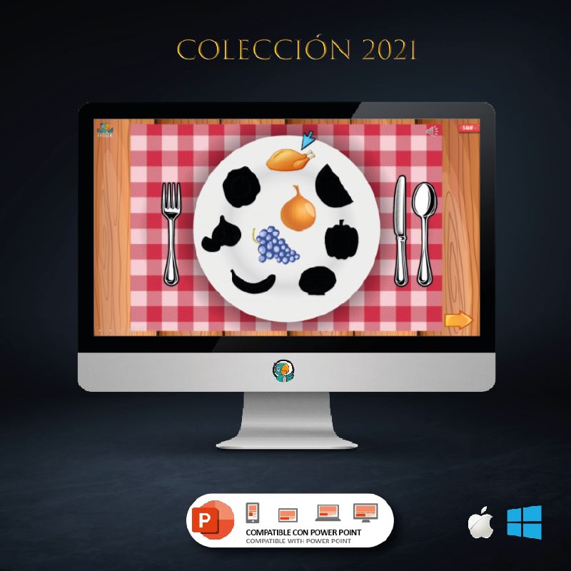Vocabulario alimentos en general con sombra - PPTX