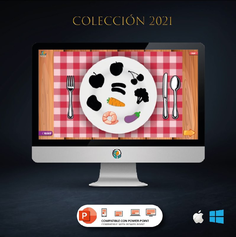 Vocabulario alimentos en general con sombra - PPTX