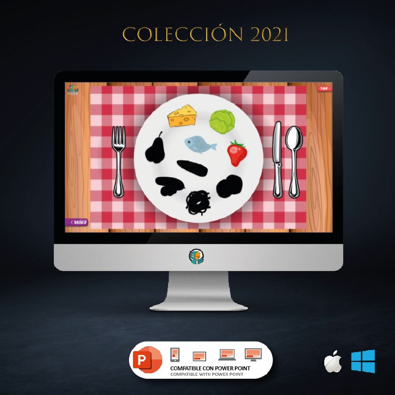 Vocabulario alimentos en general con sombra - PPTX